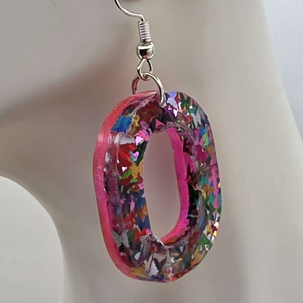 Vibrant Pink and Multicolor Hoop Earrings
